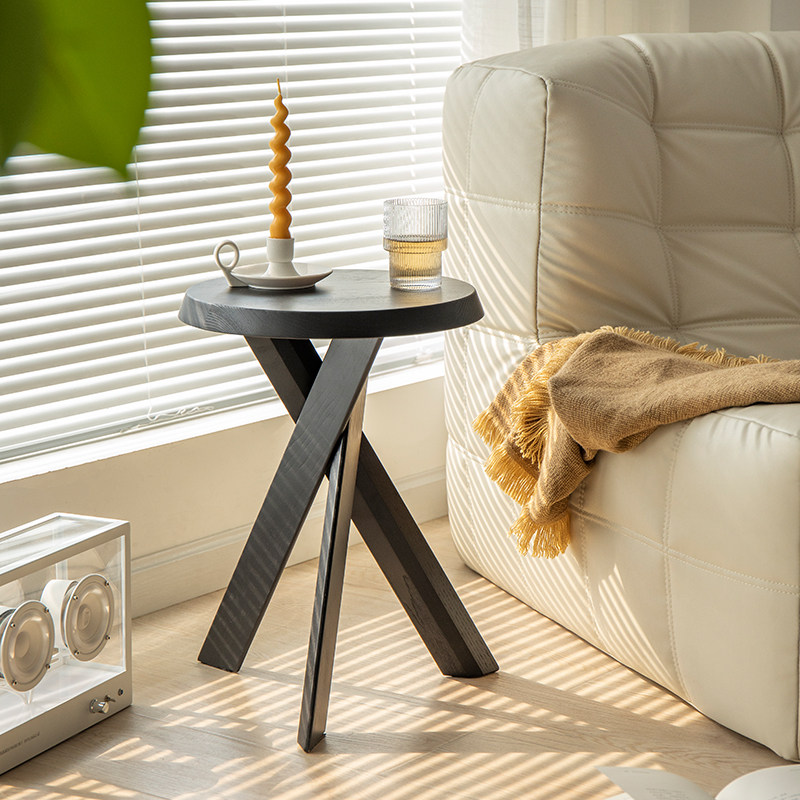 复古实木边几家用日式侘寂风小茶几实木矮凳现代简约客厅沙发角几