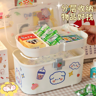 家用医药箱d透明大容量药品收纳箱首饰盒可爱学生收纳盒箱子创意