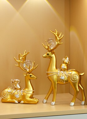 招财葫芦福鹿摆件轻奢酒柜家居饰品客厅I桌面玄关装饰乔迁新居礼