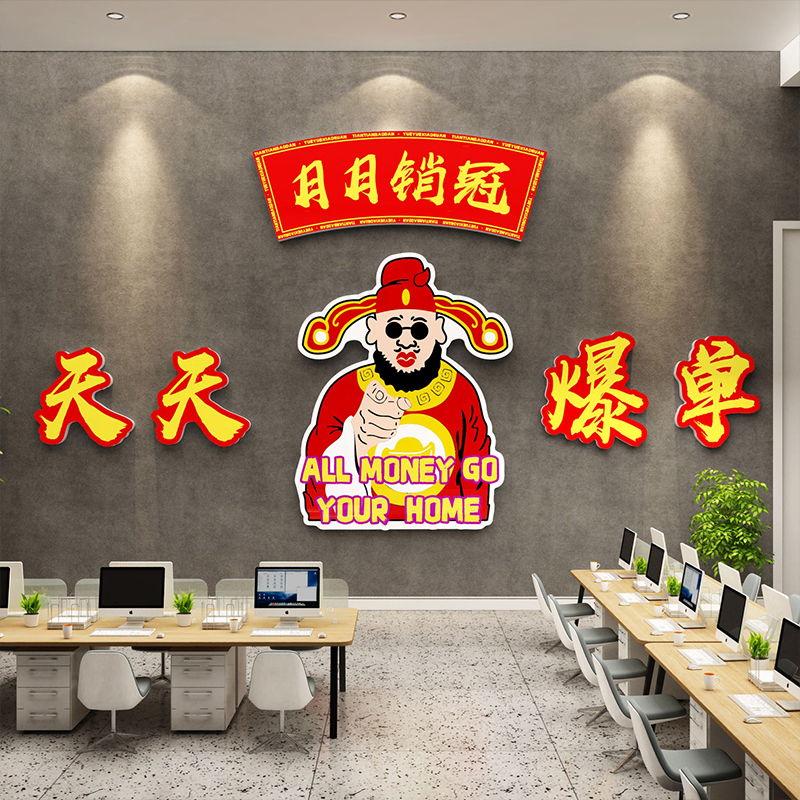 网红办公室墙面装饰企业文化公司会议室背景墙P励志氛围标语墙贴