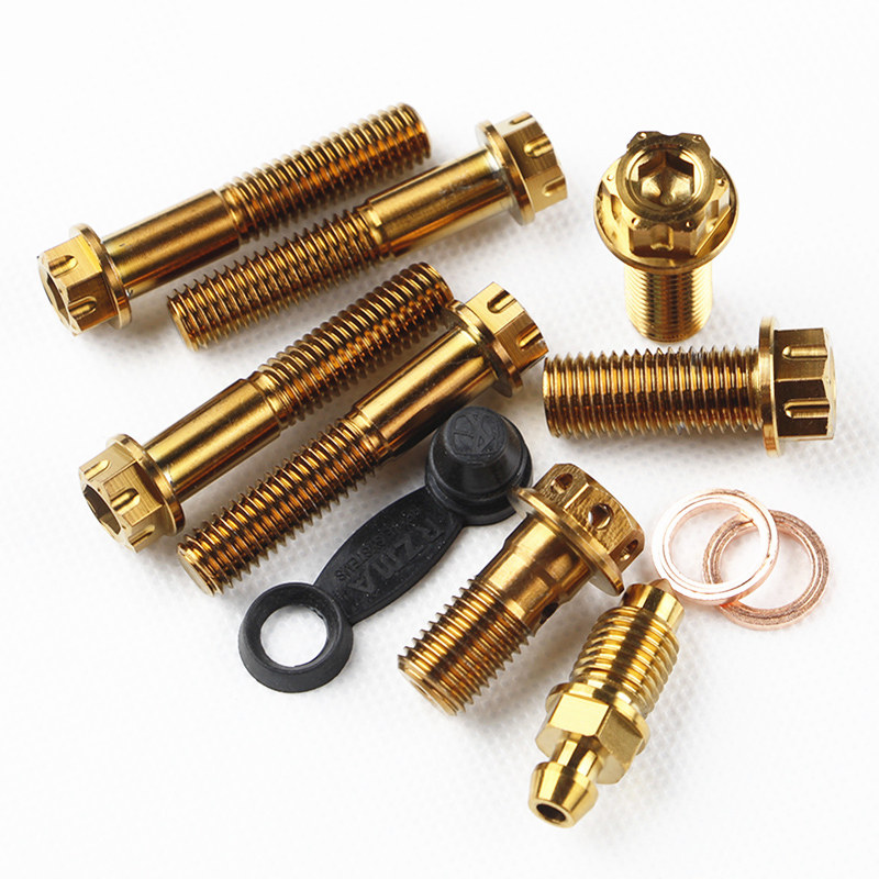 刹车螺钉外内六角不锈钢304大鲍鱼/螃G蟹卡钳/油管螺丝 金色/烧蓝