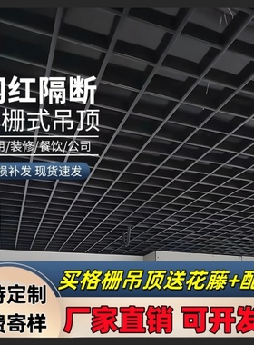 铝格栅铁格栅简易黑色格子网木纹网格吊顶材料自装隔删集成洗车店