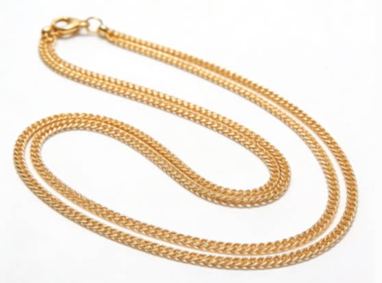 thumbnail for Small gold chain, golden drum center, front black gold box pendant, gold necklace 55032827