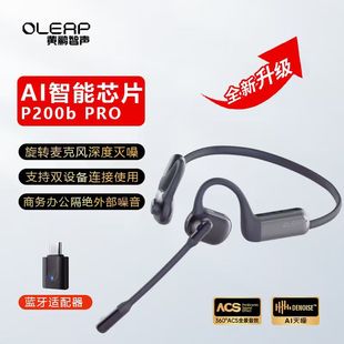 Oleap黄鹂智声P200b无线蓝牙通话灭噪话务挂耳式头戴ENC降噪耳机