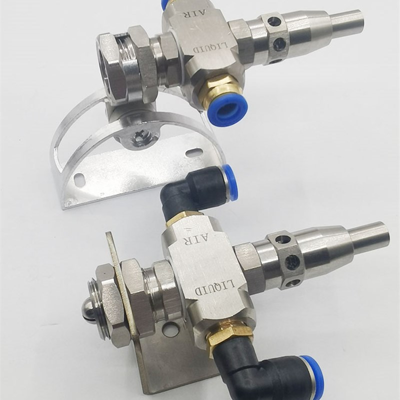 不锈钢防堵塞带清除针阀二流体雾化喷嘴气水混合纺织加湿除尘喷头