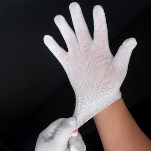 尼龙手套泥龙手套呢绒手套薄呢绒手套松紧口白手套细纱细线簿手套