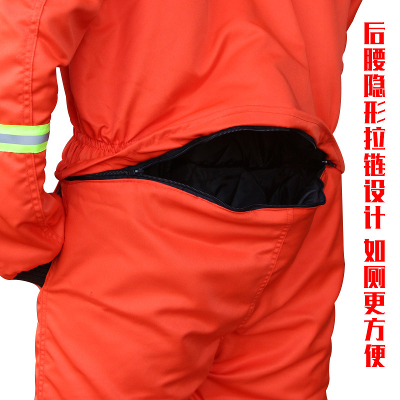 棉连体工作服防寒保暖防尘防污户外钓鱼冻库冬季棉袄加厚带帽棉服