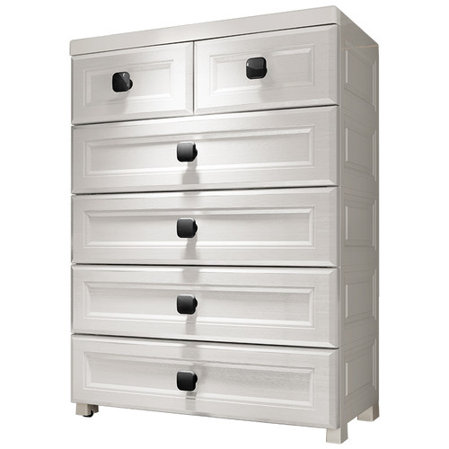 仿木抽屉式收纳柜玩具整理箱盒50宽家用塑料柜子加厚储物柜床头柜