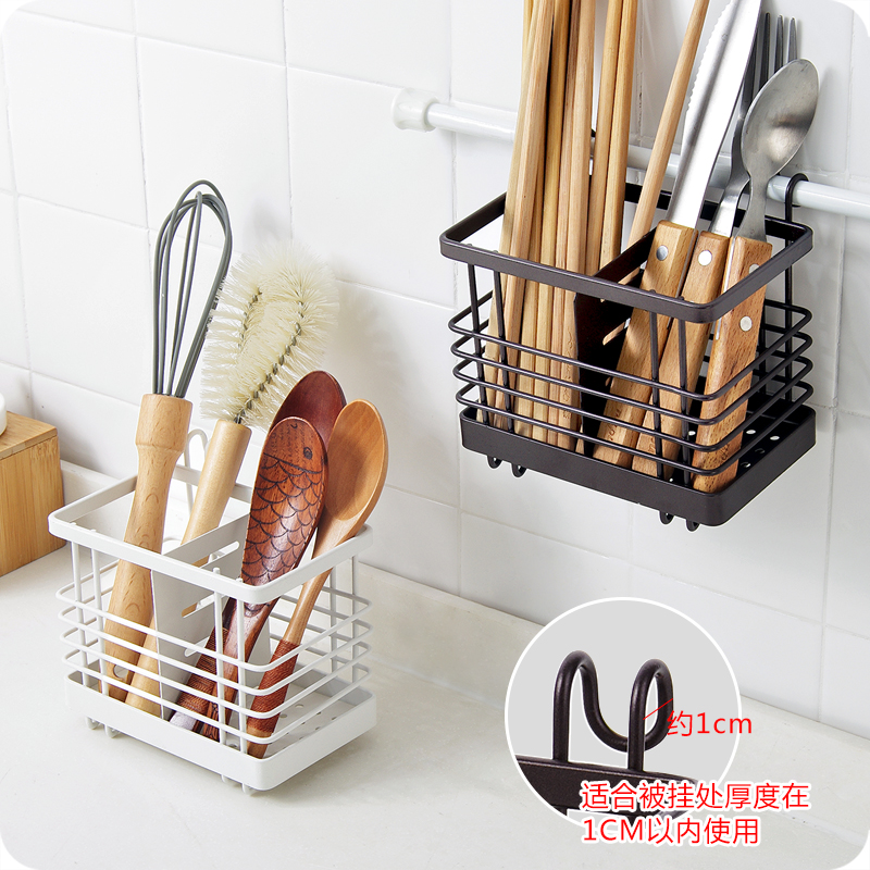 厨房沥水铁艺筷子笼家用挂式筷子置物架免打孔筷子筒收纳盒筷筒架