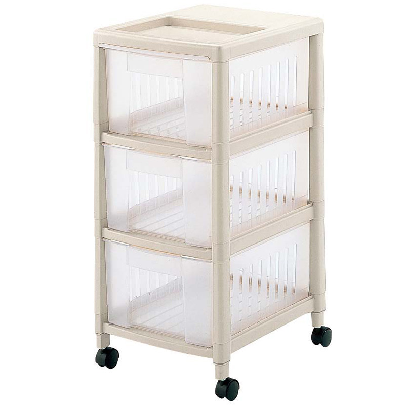 日本进口 果蔬收纳车 厨房收纳架水果蔬菜置物架塑料收纳箱收纳筐