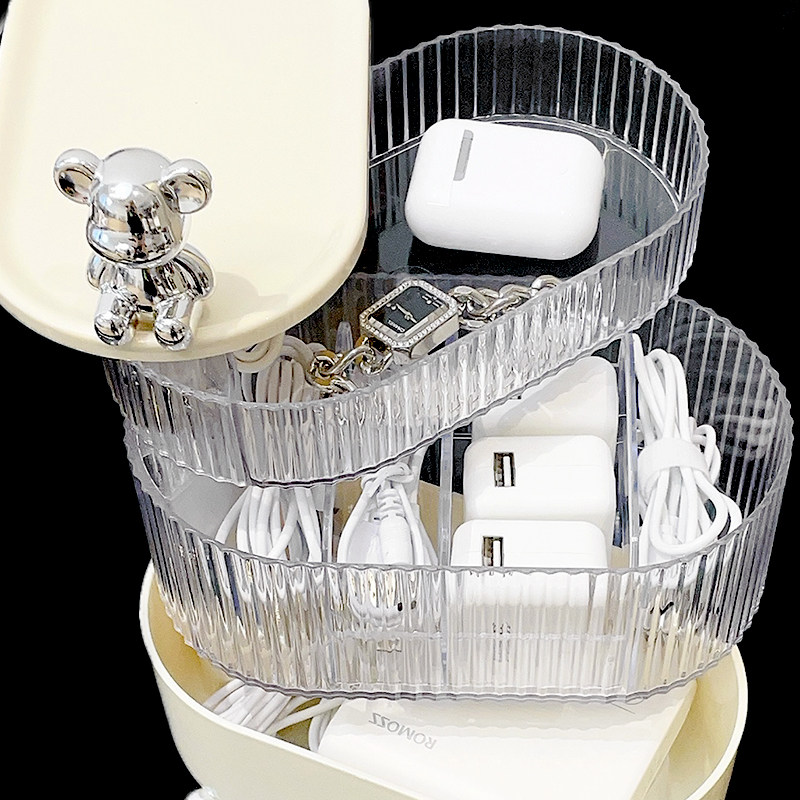 数据线收纳盒多功能充电器家用手机大容量移动充桌面杂物整理盒小