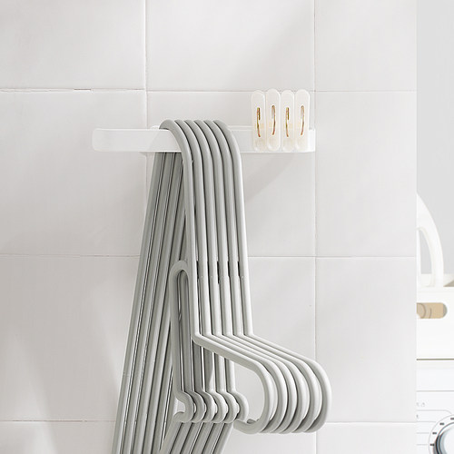 北欧家用阳台壁挂式免打孔多功能放衣架的收纳整理挂钩置物架子