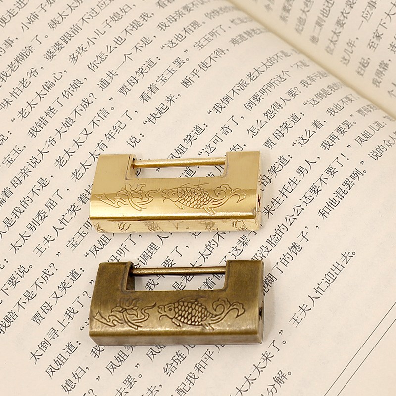 纯黄铜锁老式g小铜锁迷你柜门锁小锁子中式仿古代铜锁复古挂横锁