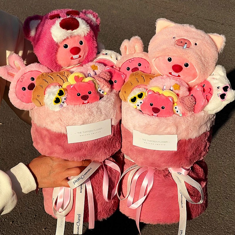 loopy玩偶花i束生日礼物女生送闺蜜女朋友小海狸露比娃娃毛绒教师