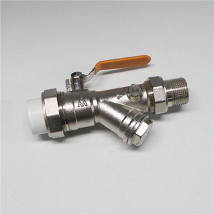 埃美柯PPR过滤器球阀7506铜镀镍分水器套阀开关热熔排污双活接阀