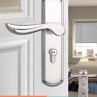 静音不锈钢房间门锁室内卧室把手单舌家用老式 木门锁具通用型全套