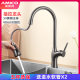 埃美柯 全铜厨房抽拉龙头枪灰色360度旋转可伸缩软管水槽冷热喷头