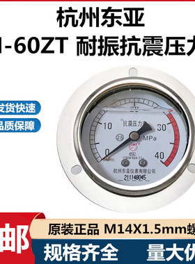 杭州东亚轴向带边YN60ZT油压抗振耐震压力表0-1 1.6 4 6 25 40MPA