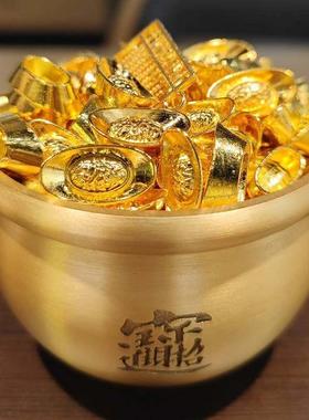 黄铜米缸招财进宝风水聚财金元宝聚宝盆香炉插客厅卧室办公室摆件