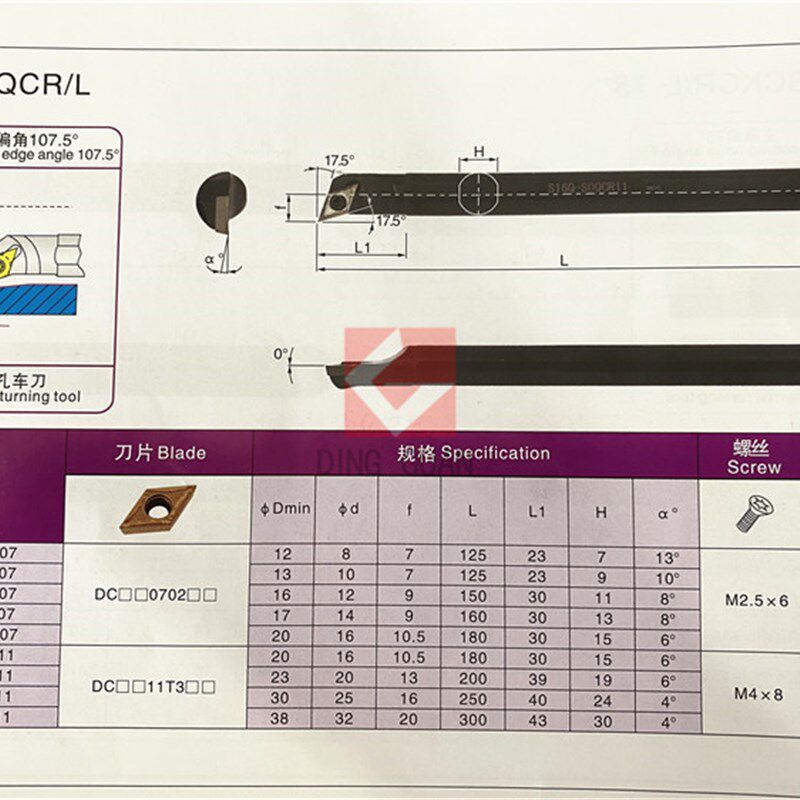 107.5度数控内孔车刀杆 S08K/S10K/S12M/S16Q-SDQCR07/SDQCL11
