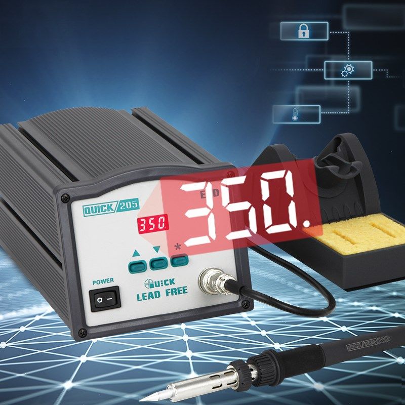 QUICK快克205高频焊台150W恒温电烙铁无铅焊台数显拆焊电焊台套件
