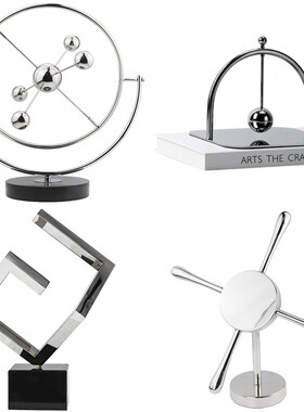 现代简约金属几何创o意抽象摆件样板房售楼处客厅家居艺术装饰品