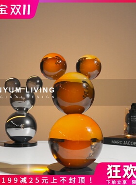 简约现代轻奢f创意透明水晶卡通摆件家居客厅软装饰品样板房间摆