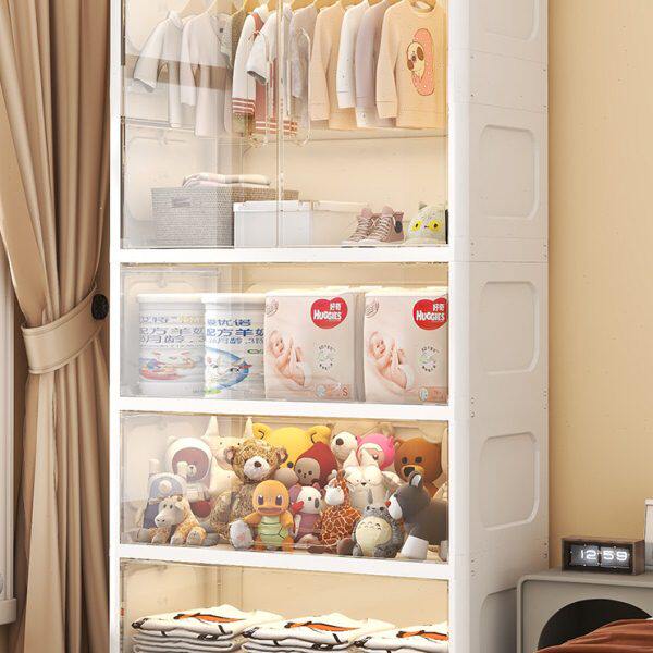 60cm儿童衣柜收纳柜可视翻盖储物柜简易书柜宝宝衣橱加厚组合柜子