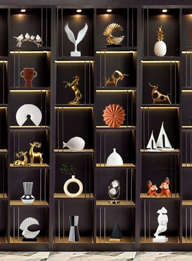 新中式轻奢摆件创意家居高档酒店客厅电视柜酒柜T办公室装饰品摆