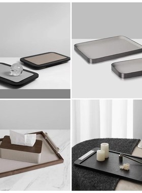 简约轻奢家居客厅电视柜茶几v玄关样板房卧室高档皮革装饰收纳托