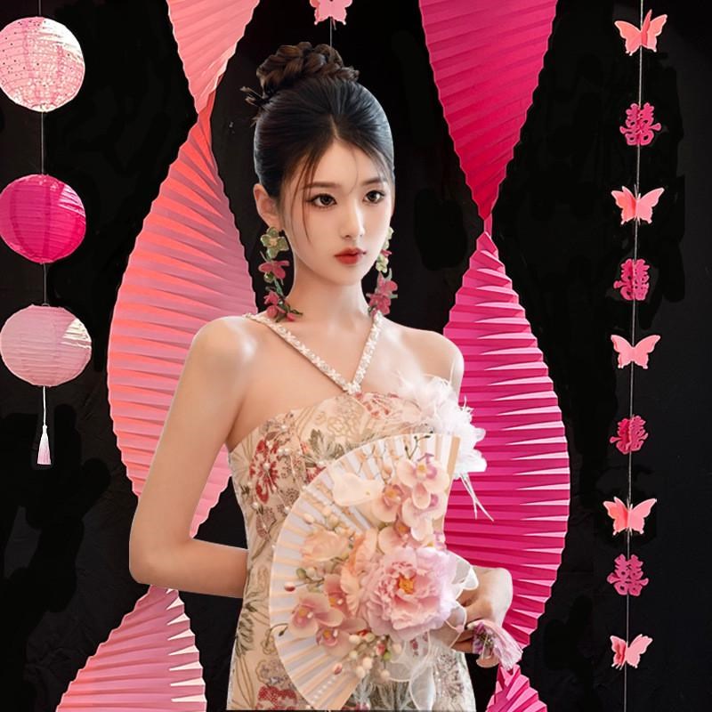 婚房布置结婚挂布晨袍拍摄拍照背景墙男I方客厅新房装饰条幅长喜