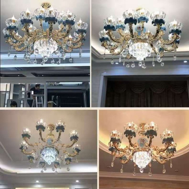 欧式吊灯客厅灯简约现代大气卧室餐厅E别墅家庭装陶瓷轻奢水晶leb