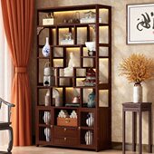 中式 紫砂壶摆放架茶室茶叶展示柜 博古架多宝阁置物架非实木落地式