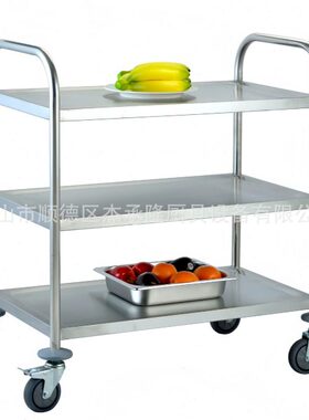 厂家杰承隆0.8加厚酒店静音送餐车不锈钢方管SS201大号三层