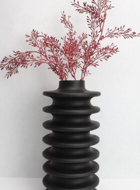现代极简创意黑色树脂花瓶样板间售楼部家居客厅餐厅桌面装饰摆件