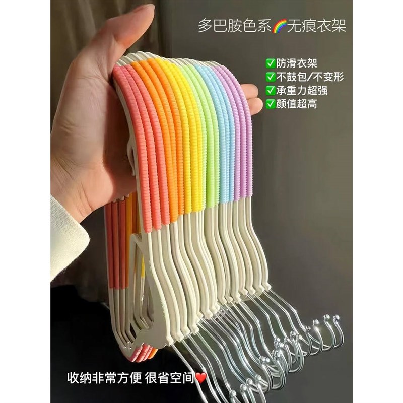 防滑无痕衣架 不锈钢挂钩承重强不易生锈 可360旋转 Z收纳好帮