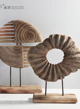 现代新中a式雕塑木摆件样板间售楼处客厅博古架玄关室内家居装饰