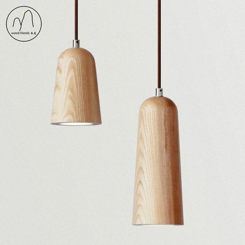 白蜡木原木c小吊灯北欧卧室床头吊线灯创意木质日式灯具餐厅吧台