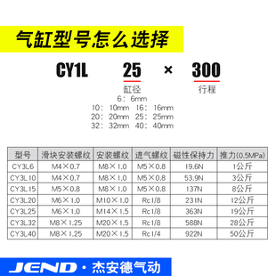 带导轨磁偶无杆气缸CY1L CDY1L6 200 400 300