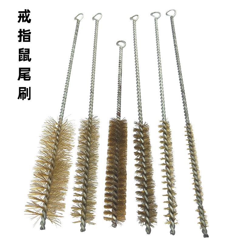 木柄铜丝刷子文玩金刚菩提首饰清洁除锈打磨板刷非钢丝戒指鼠尾刷图片