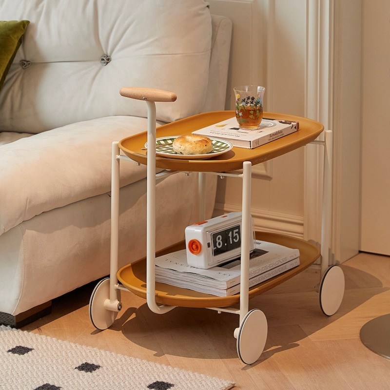北欧沙发边几家用客厅奶油风小推车简约小户型茶几ins置物收纳架