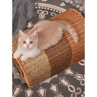 猫笼子便携外出手提猫笼藤编猫窝猫篮子车载宠物笼猫屋旅行遛猫包