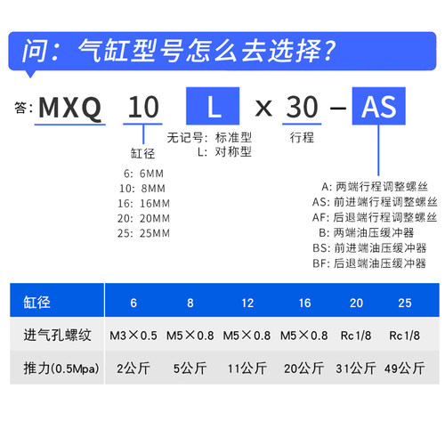 MXQ小型气动滑台气缸精密直线导轨HLQ6/8/10/12/16/20-10/20/