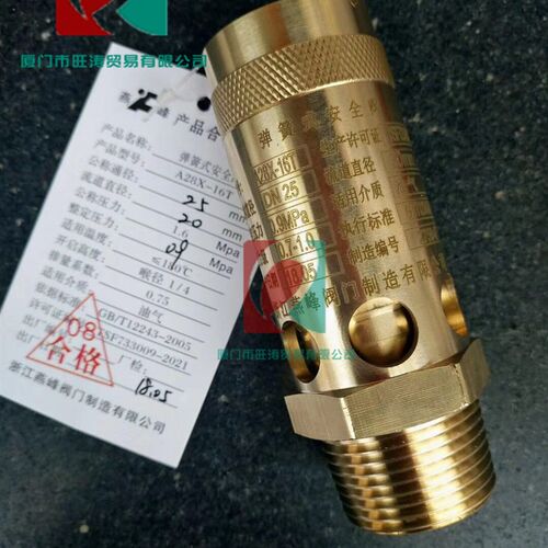 螺杆机专用弹簧式安全阀铜DN15/4分A28X-16T回油管气动压力8公
