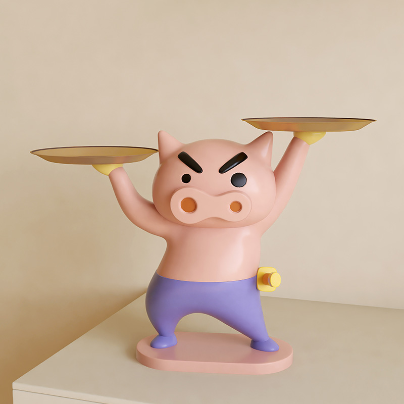 轻奢高档c肥嘟嘟左卫门客厅玄关入户钥匙L收纳托盘装饰搬家礼物摆