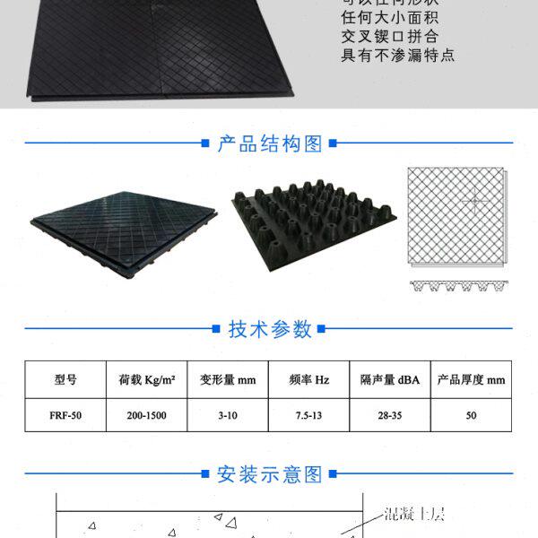 浮筑地板减震垫影剧院演播厅地面减震器500x500x50减振垫隔音减振