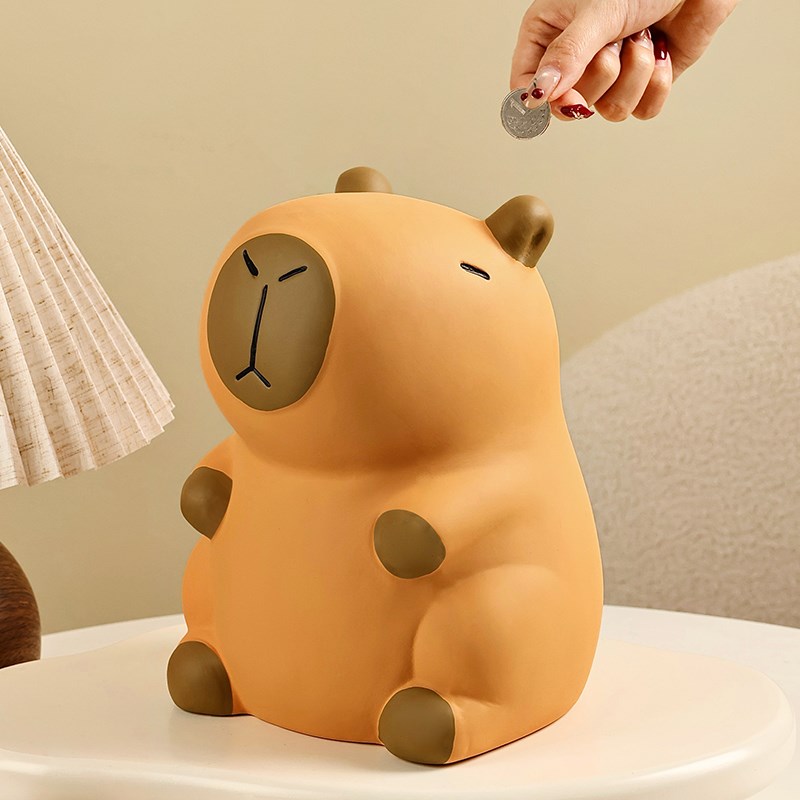 网红卡皮巴拉存钱罐创意奶油风储蓄罐桌面治愈装饰U品可爱陶瓷摆