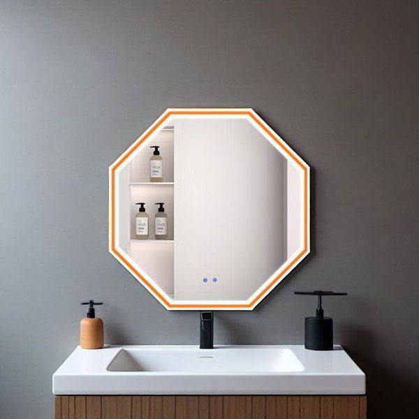 亮橙八边形镜 浴室洗漱智能镜防雾智能光新浴室化妆台,家装主材,智能浴室镜,淘宝优惠券,粉丝福利购,淘宝优惠卷