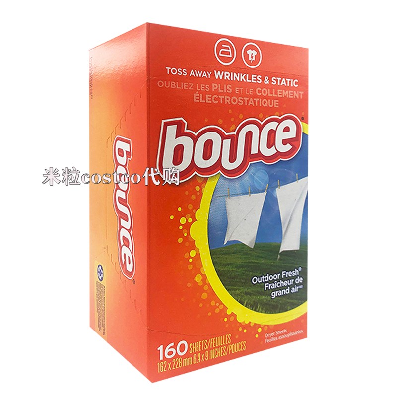 现货美国Bounce邦氏四合一抗静电除皱柔顺纸香衣纸T烘干机用160片