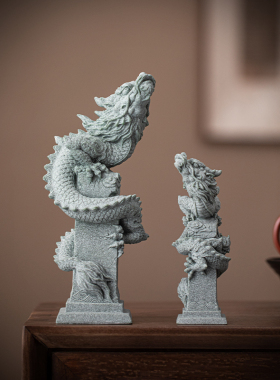 创意国潮青砂龙系列桌面装饰品摆件飞G龙在天家居客厅玄关鱼缸造